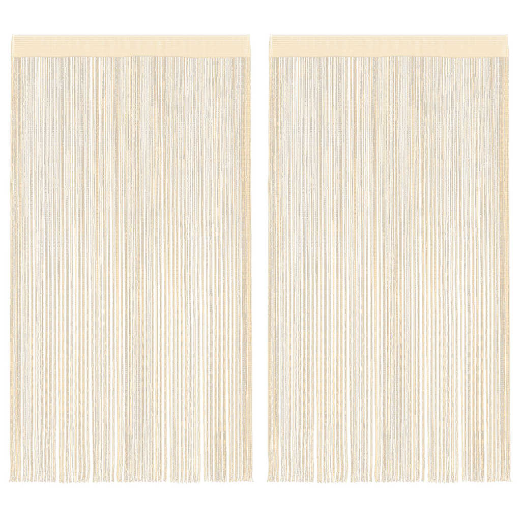 Cortinas de fios 2 pcs 100x250 cm creme