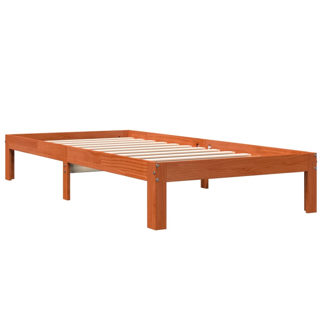 Cama sem colchão 90x190 cm madeira de pinho maciça castanho-mel