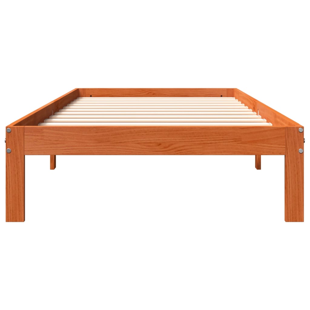 Cama sem colchão 90x190 cm madeira de pinho maciça castanho-mel