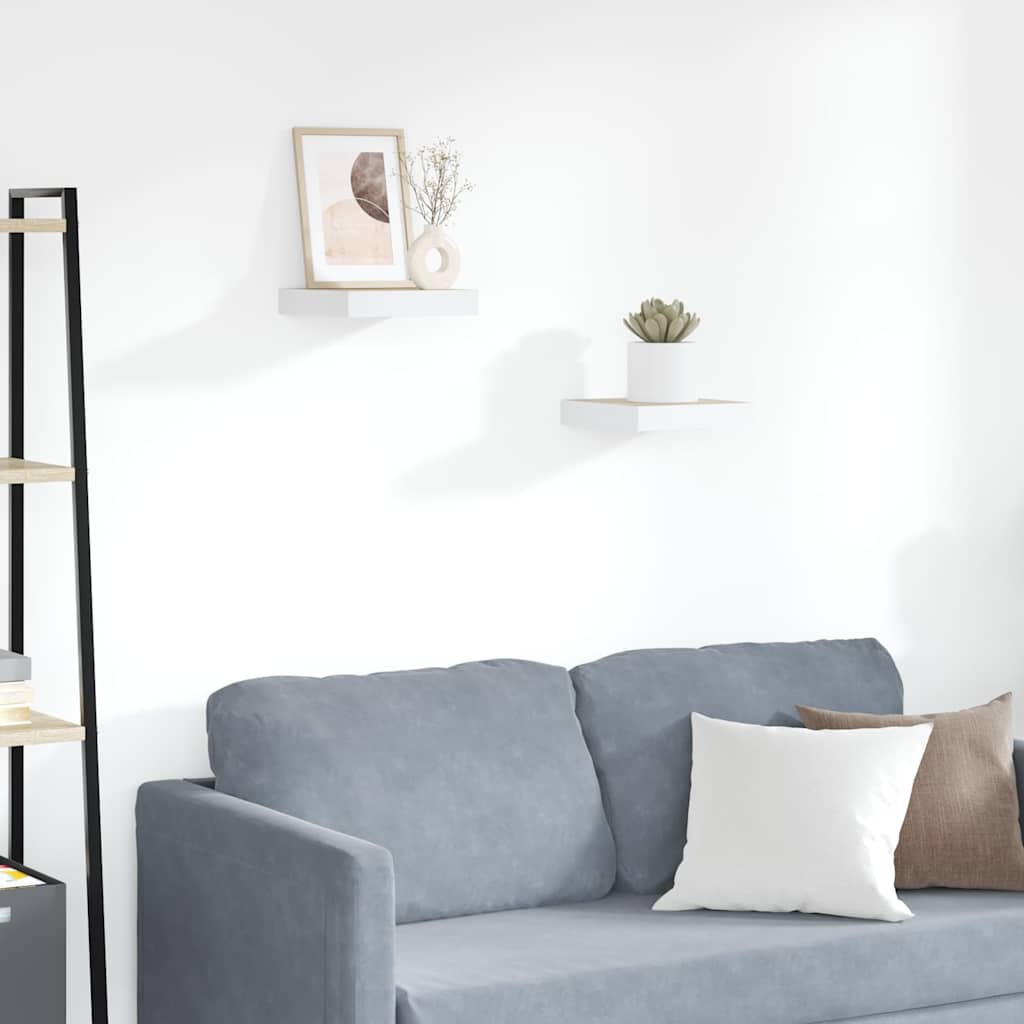 Prateleiras de parede 2 pcs 23x23,5x3,8cm MDF carvalho e branco