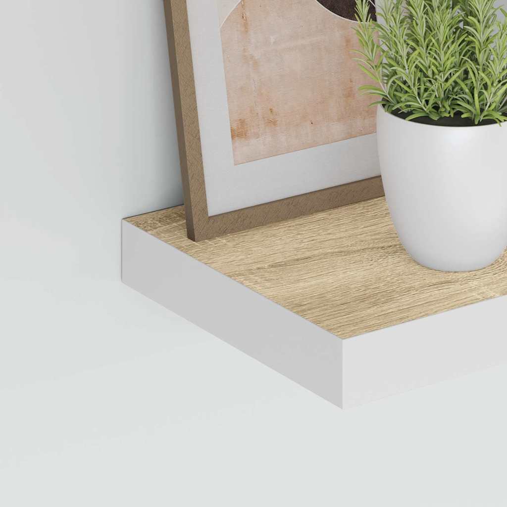Prateleiras de parede 2 pcs 23x23,5x3,8cm MDF carvalho e branco