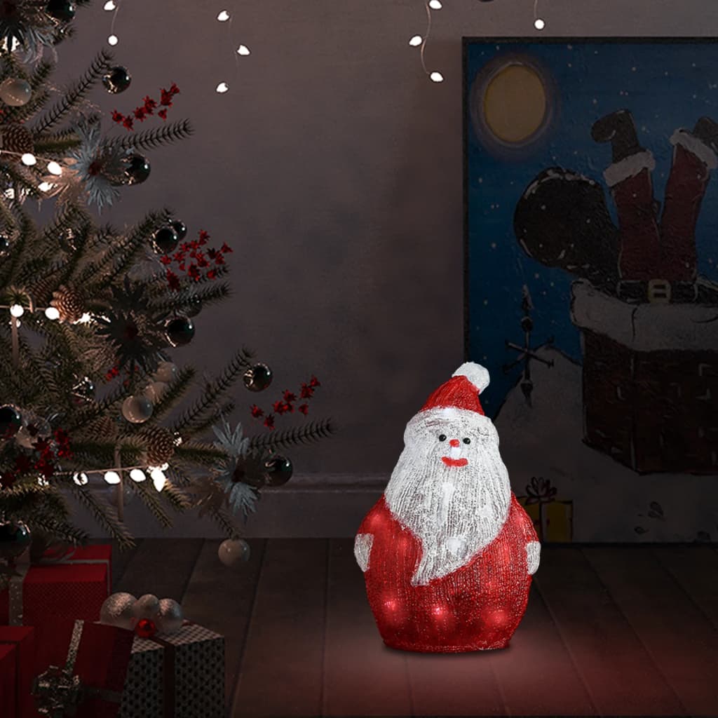Figura pai natal acrílico c/ luzes LED interior e exterior 28cm