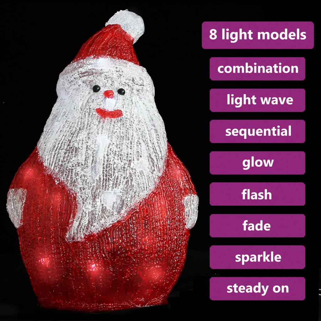 Figura pai natal acrílico c/ luzes LED interior e exterior 28cm