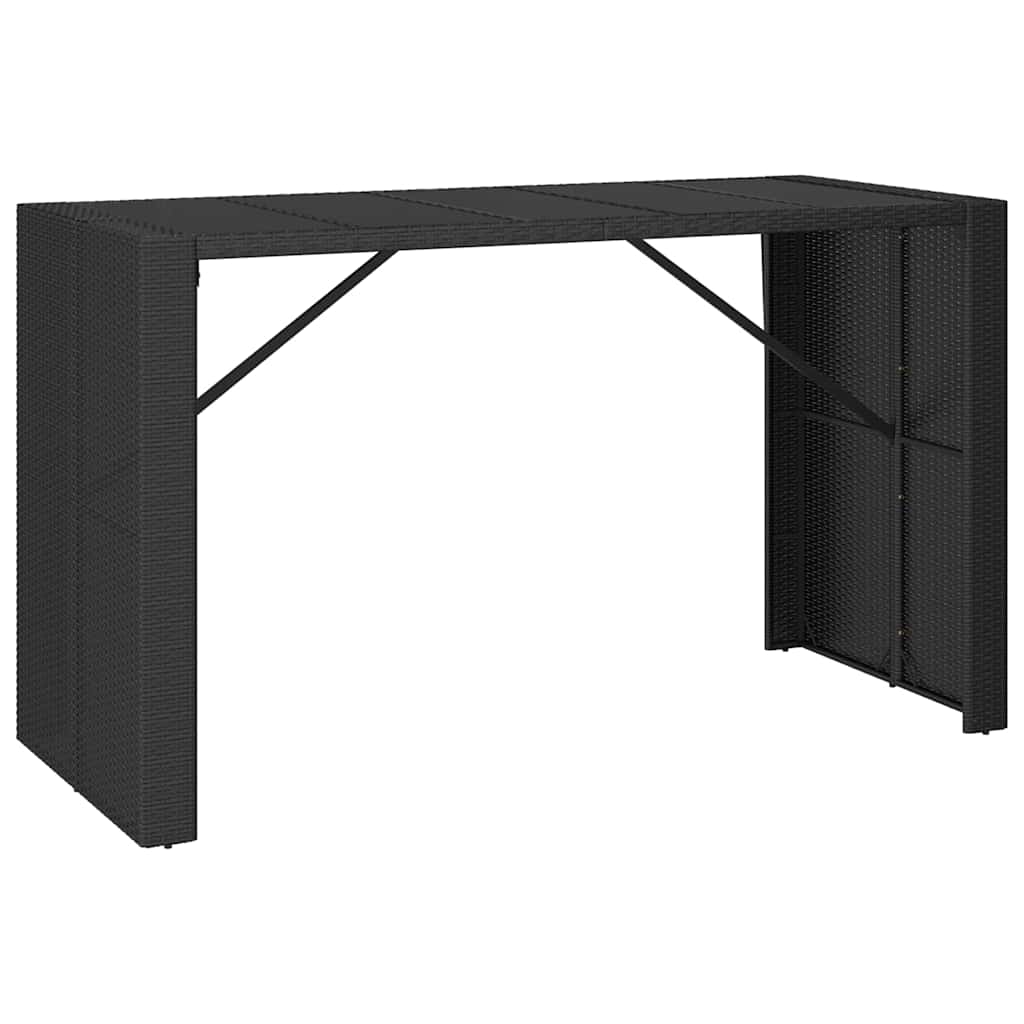 9 Pcs conjunto de bar p/ jardim vime PE/acácia maciça preto