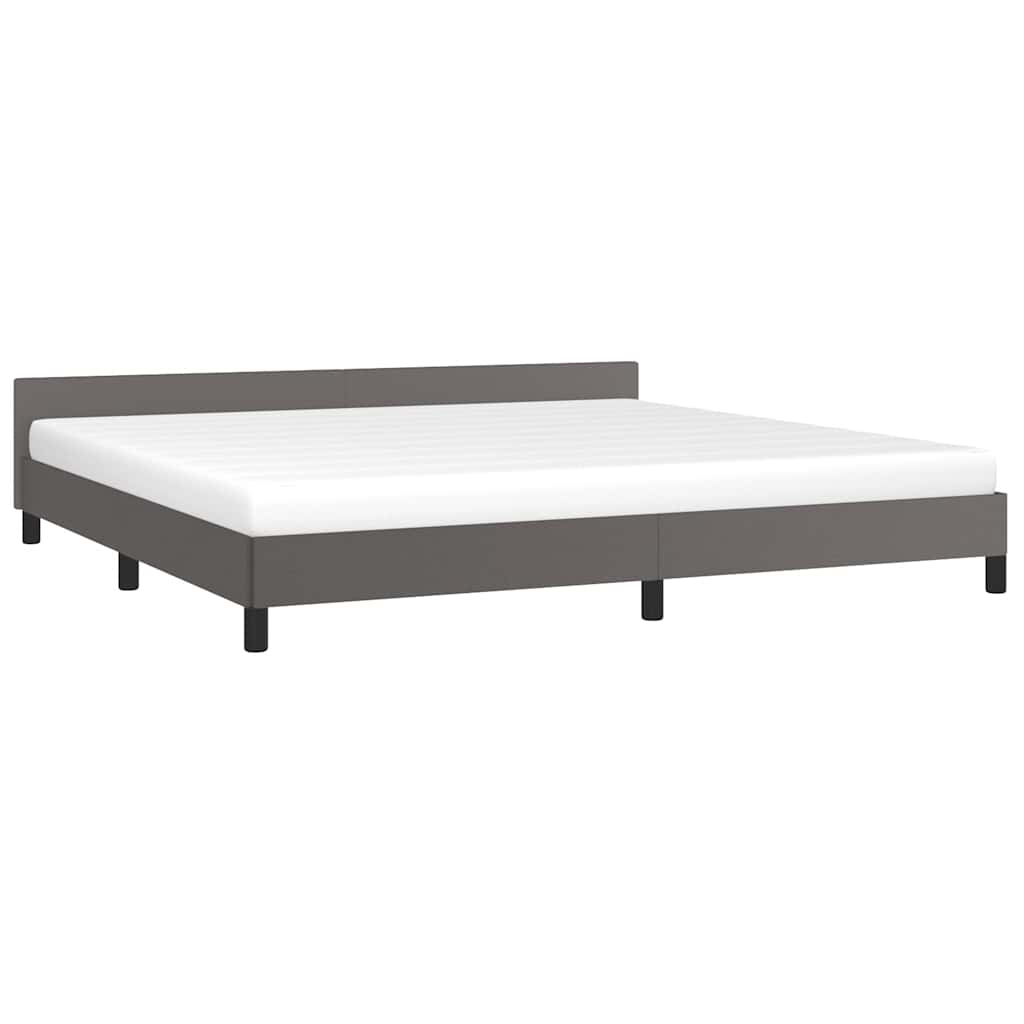 Estrutura cama c/ cabeceira sem colchão 200x200 cm cinzento