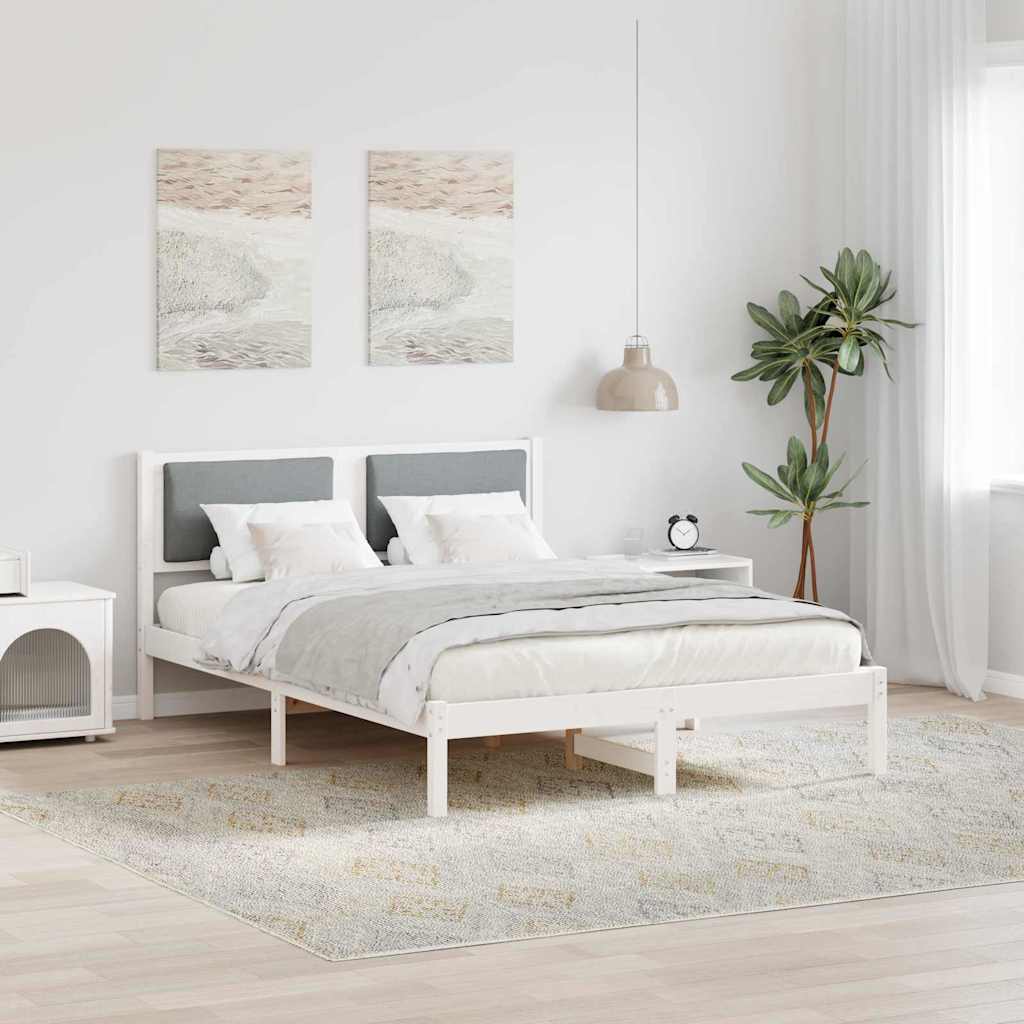 Estrutura da cama com cabeceira cinzento-claro 140 x 190 cm