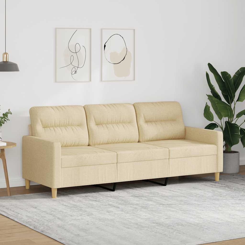 Sofá de 3 lugares tecido 180 cm cor creme