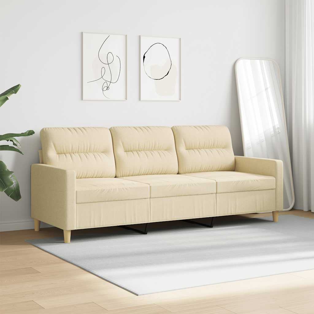 Sofá de 3 lugares tecido 180 cm cor creme