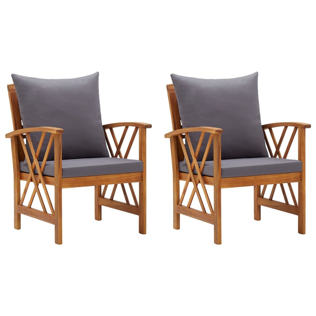 Cadeiras de jardim c/ almofadões 2 pcs madeira acácia maciça