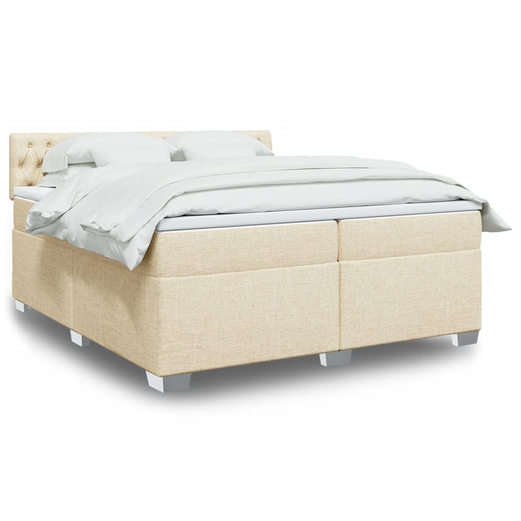 Cama com molas/colchão 200x200 cm tecido cor creme