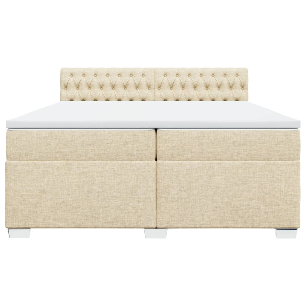 Cama com molas/colchão 200x200 cm tecido cor creme