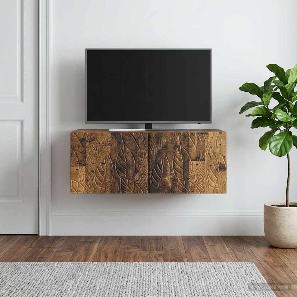 Gabinete de TV de parede 78,5 x 41 x 30 cm madeira antiga