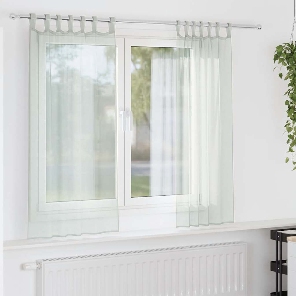 Cortinas de voile com laços 2 pcs cinzento-claro 140x140 cm
