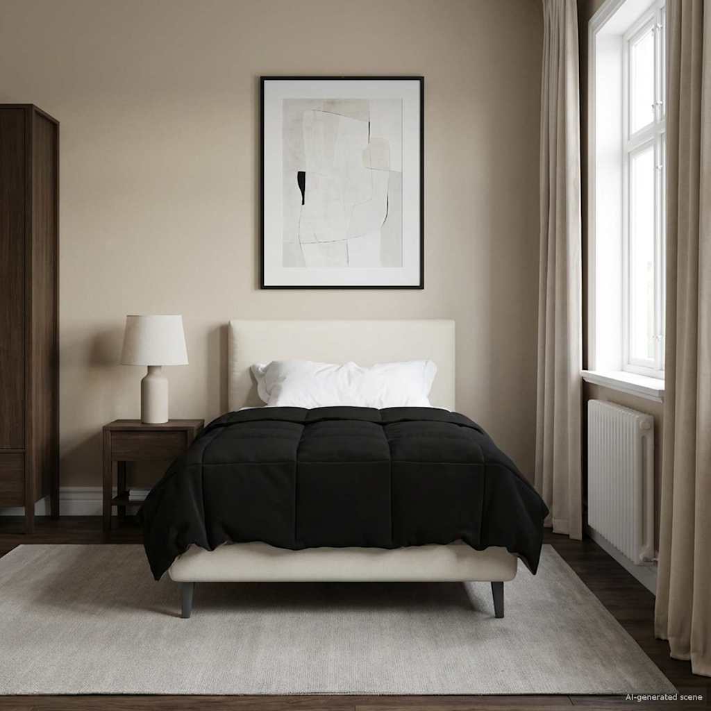 Duvet de ano inteiro colchonete preto 135 x 200 cm microfibra