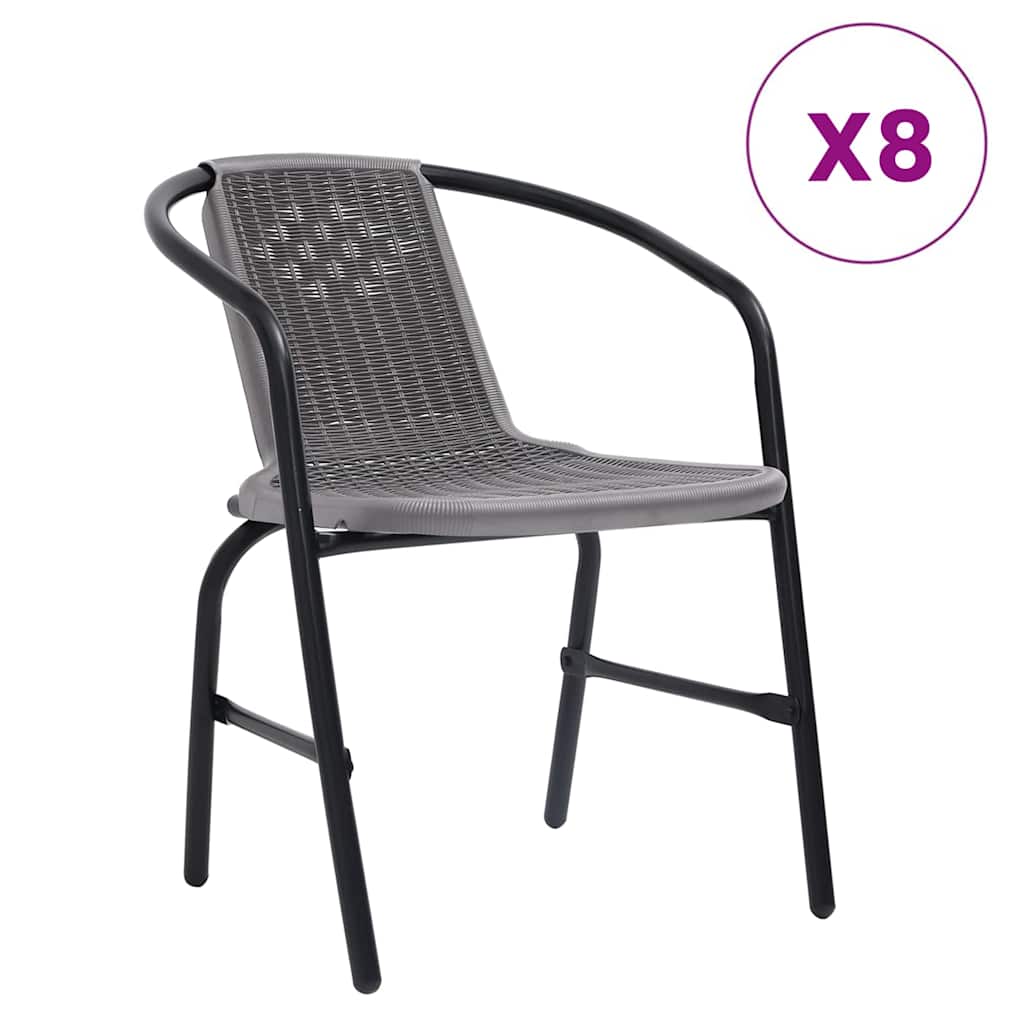 Cadeiras de jardim 8 pcs vime plástico e aço 110 kg