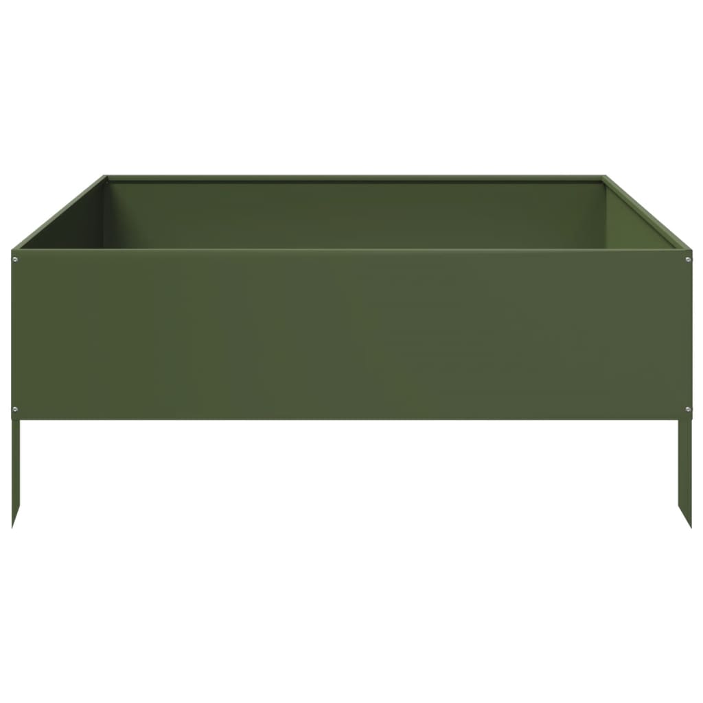 Canteiro elevado jardim aço 100x100x41 cm verde azeitona