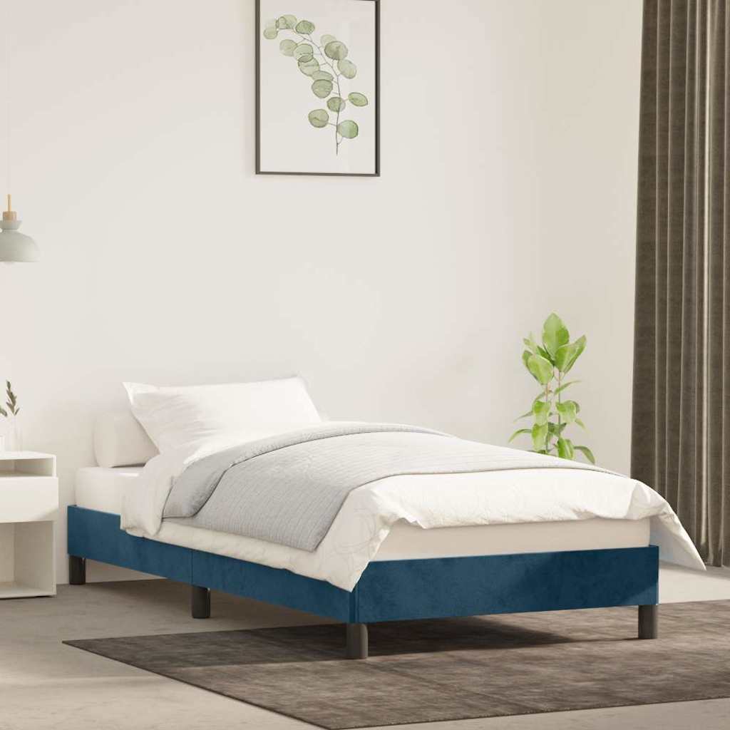 Estrutura de cama sem colchão 80x200 cm veludo azul-escuro
