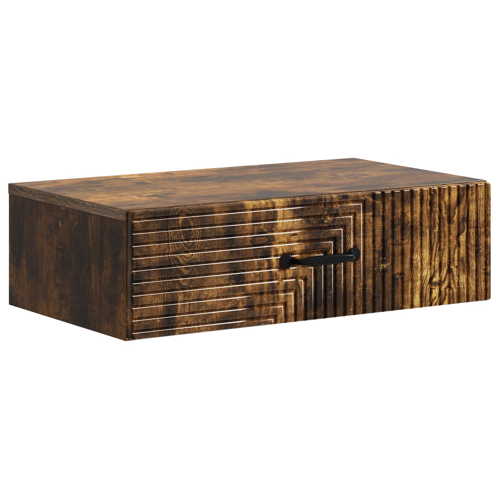 Mesa lateral de parede carvalho fumado 59 x 34,5 x 17 cm
