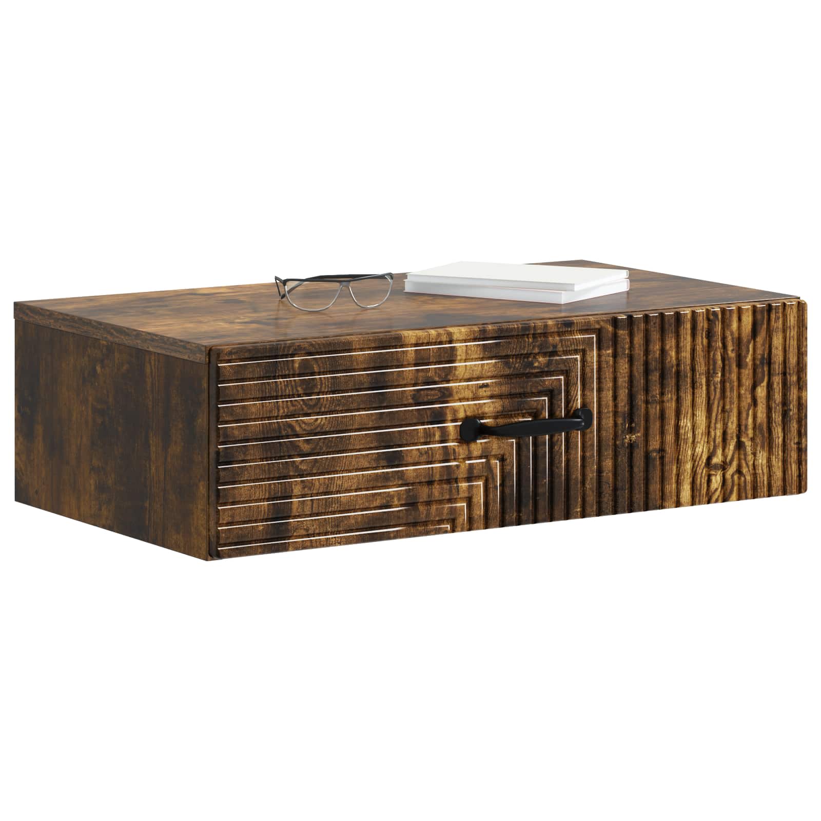 Mesa lateral de parede carvalho fumado 59 x 34,5 x 17 cm