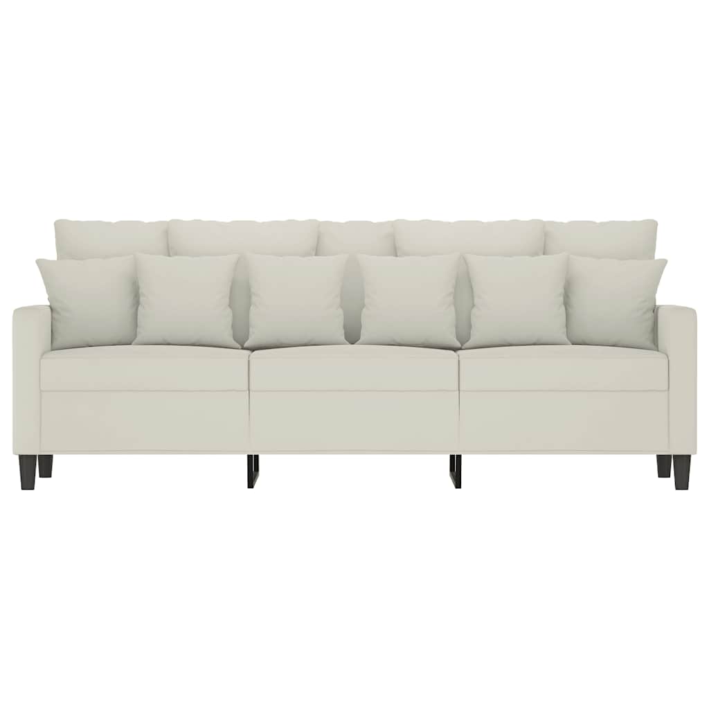 Sofá de 3 lugares 180 cm veludo cor creme