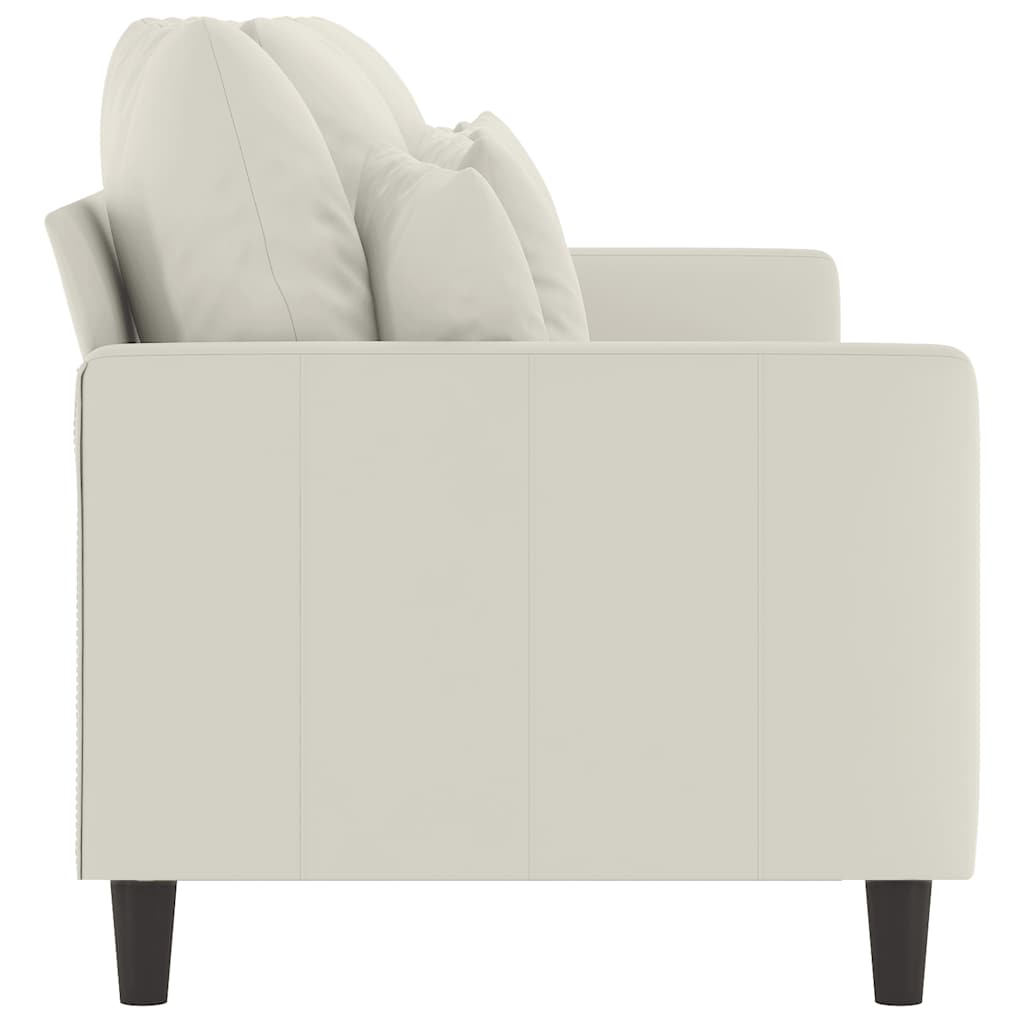 Sofá de 3 lugares 180 cm veludo cor creme