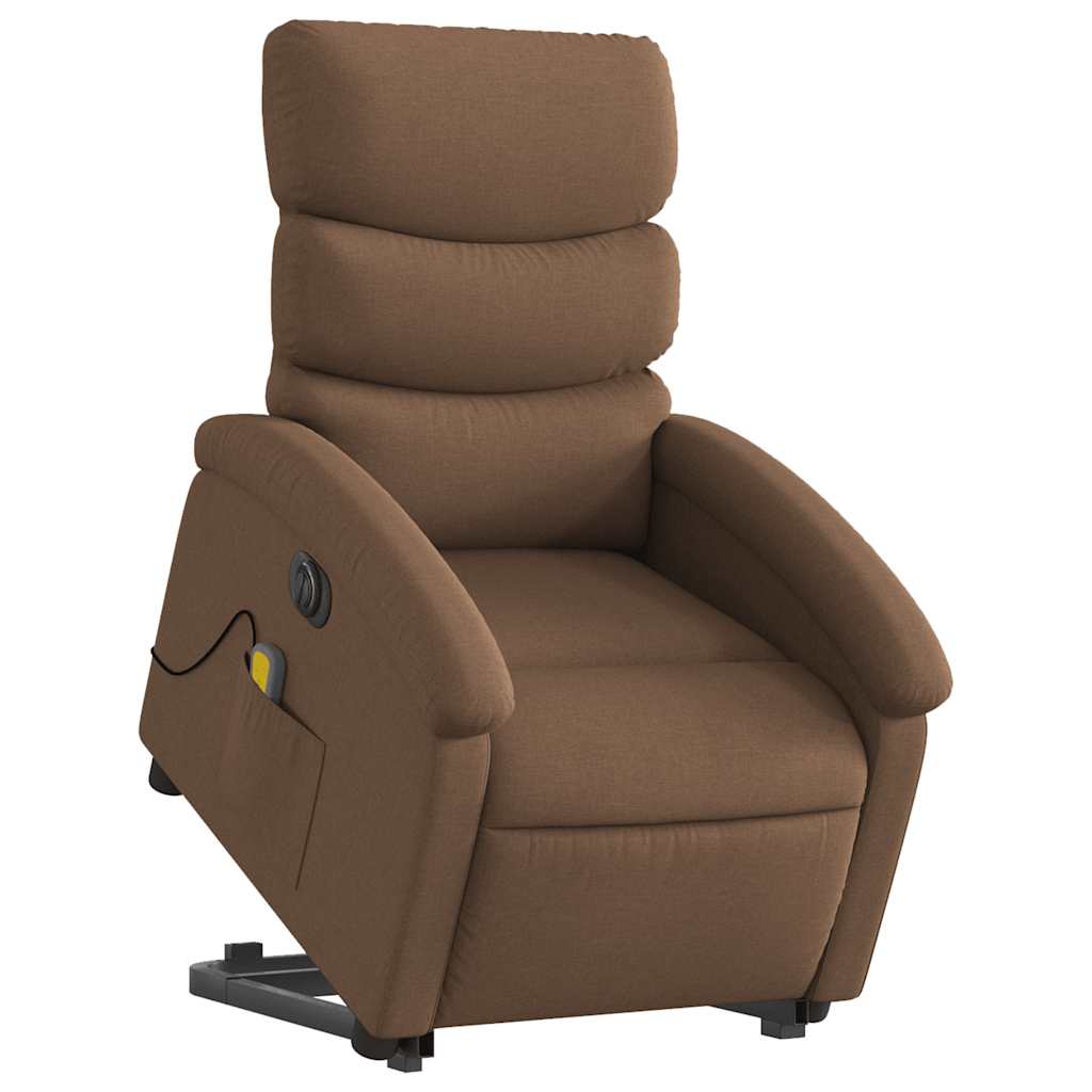 Poltrona elétrica elevatória massagens tecido castanho