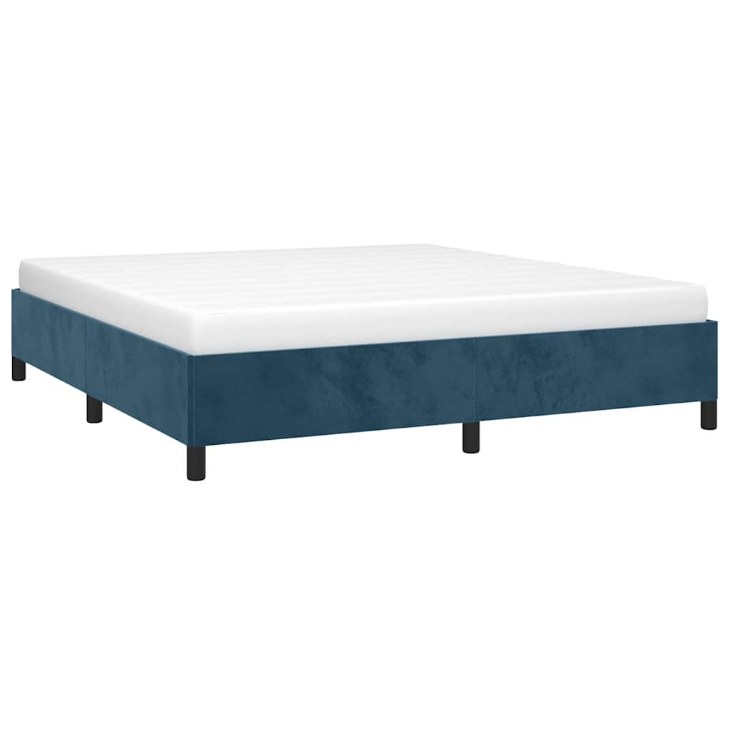 Estrutura de cama sem colchão 160x200 cm veludo azul-escuro