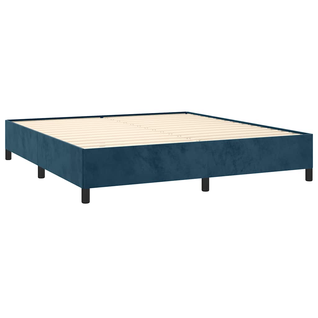 Estrutura de cama sem colchão 160x200 cm veludo azul-escuro