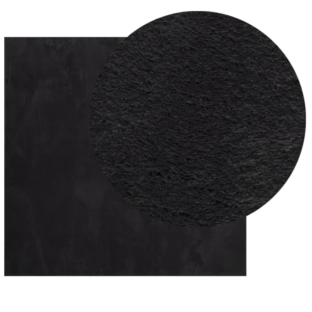 Tapete pelo curto macio e lavável huarte 240x240 cm preto