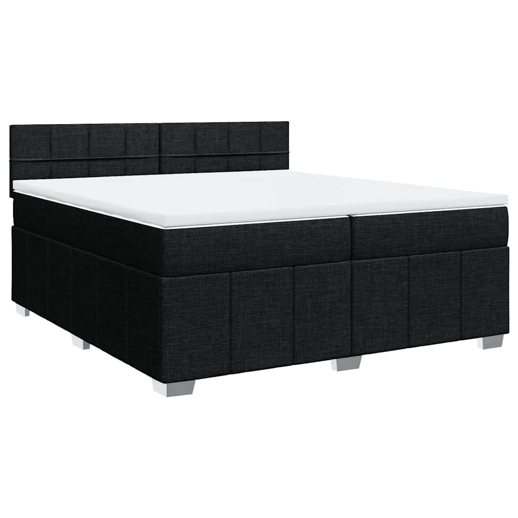 Cama com molas/colchão 200x200 cm tecido preto