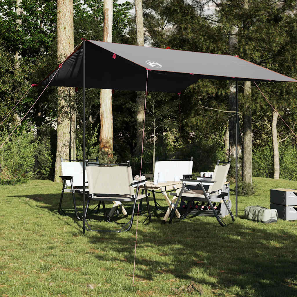 Lona de campismo 300x294 cm impermeável cinzento e laranja