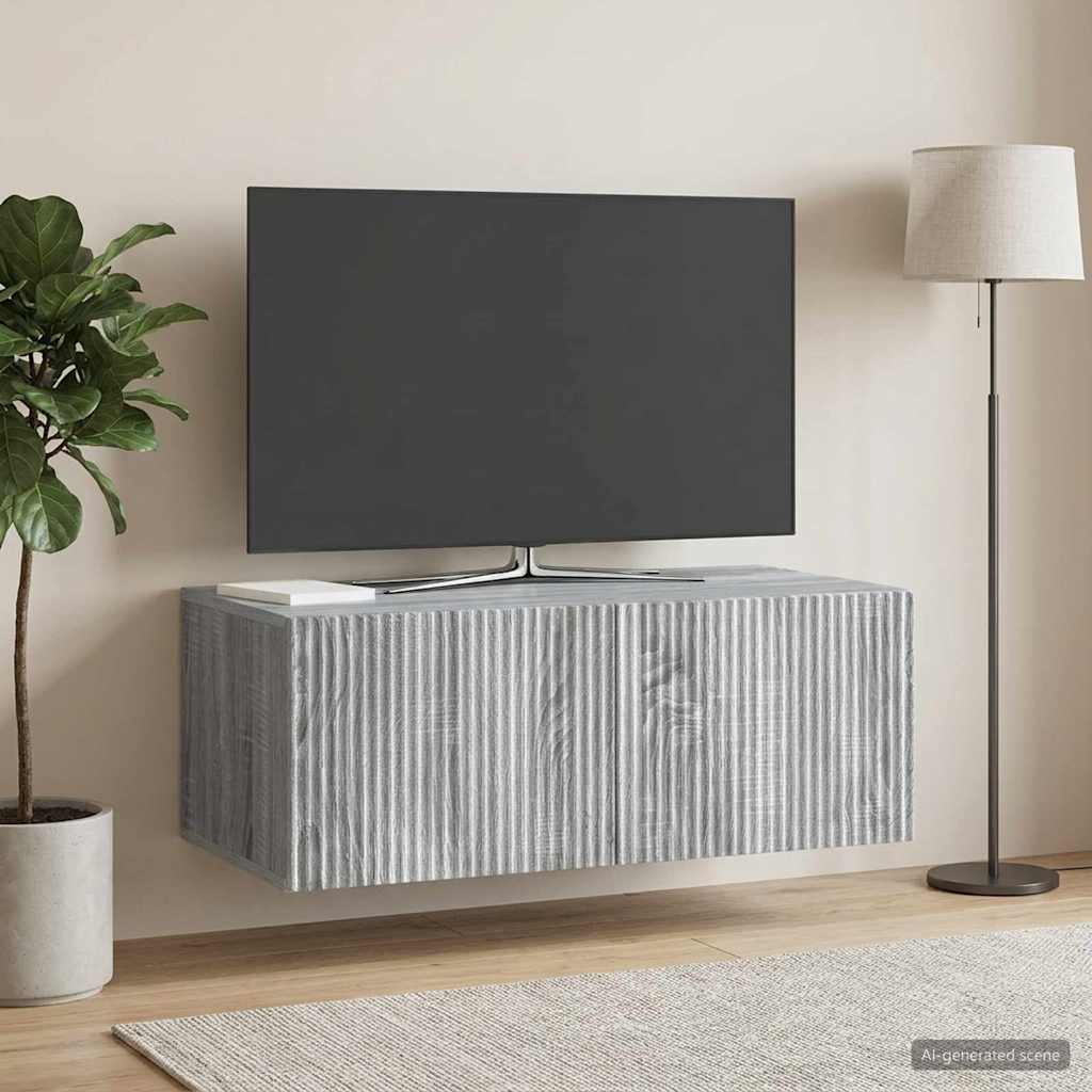 Gabinete de TV de parede sonoma cinzento 78,5 x 41 x 30 cm
