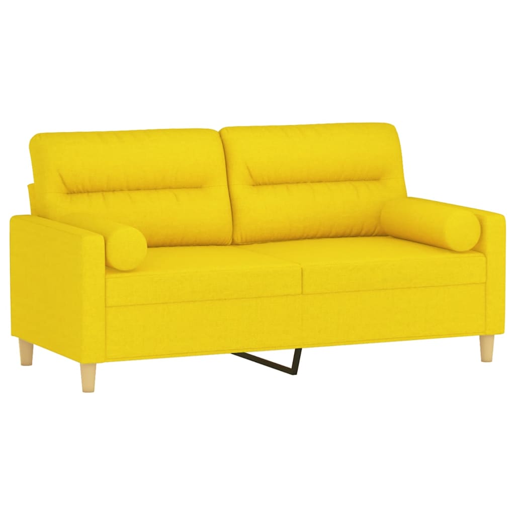 Sofá 2 lug. + almofadas decorativas 140 cm tecido amarelo-claro