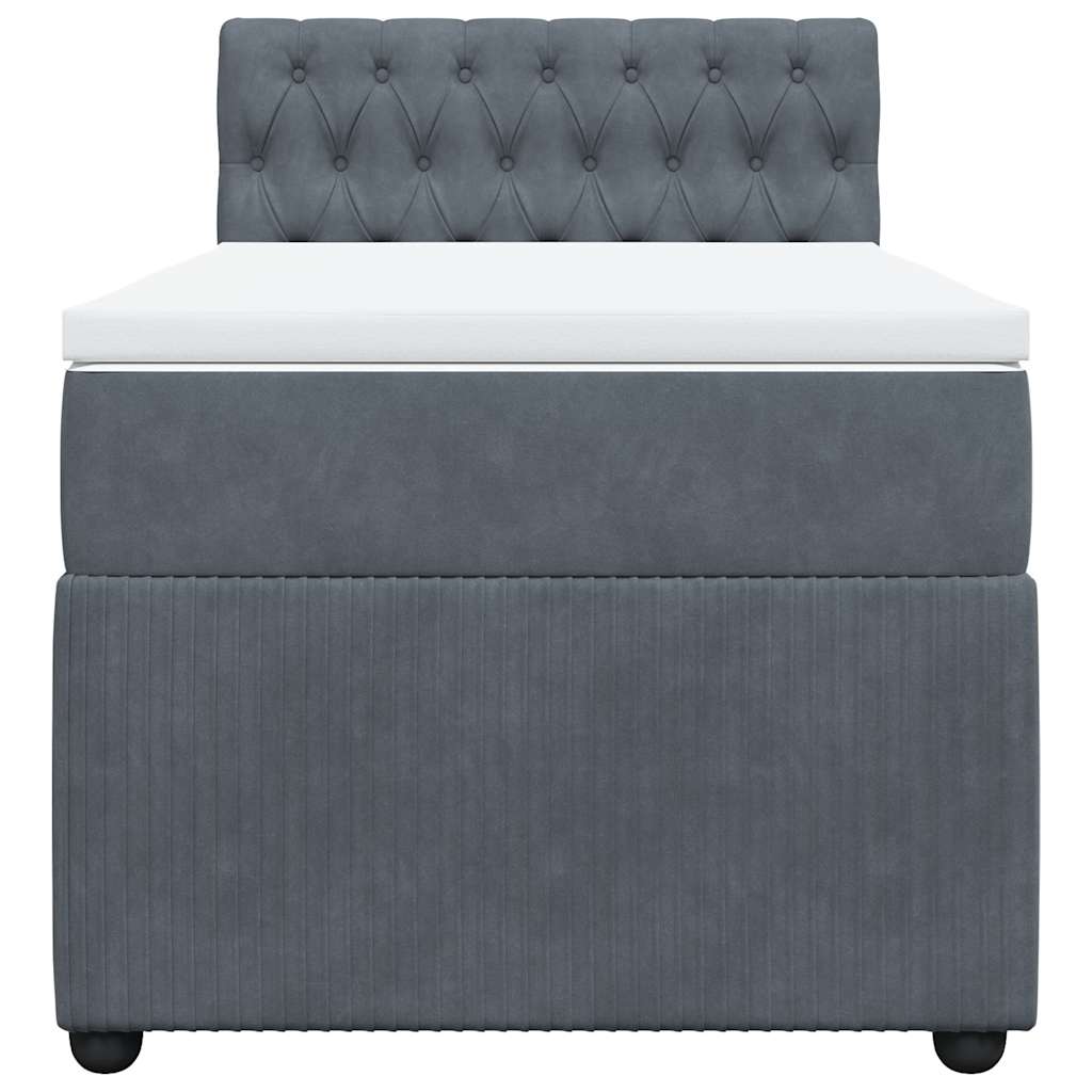 Cama com molas/colchão 90x200 cm veludo cinza-escuro
