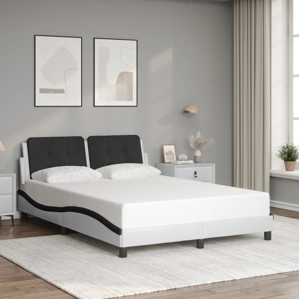 Estrutura de cama com LED sem colchão zadar 140x200cm branco/preto