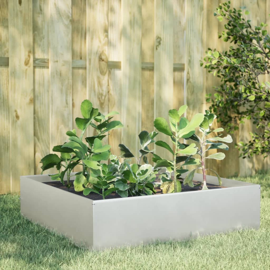 Canteiro elevado de jardim 100x100x41 cm aço inoxidável