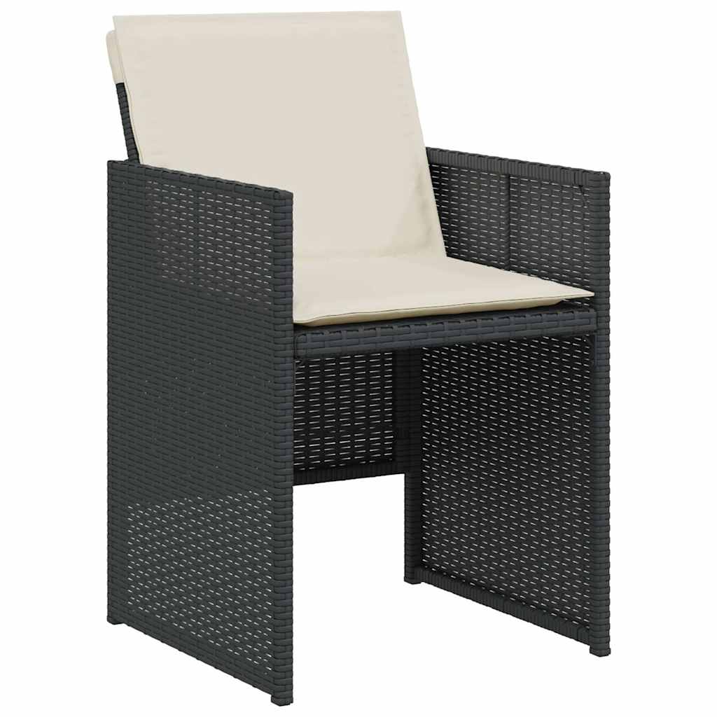 3 Pcs conjunto de bistrô com almofadões vime PE preto