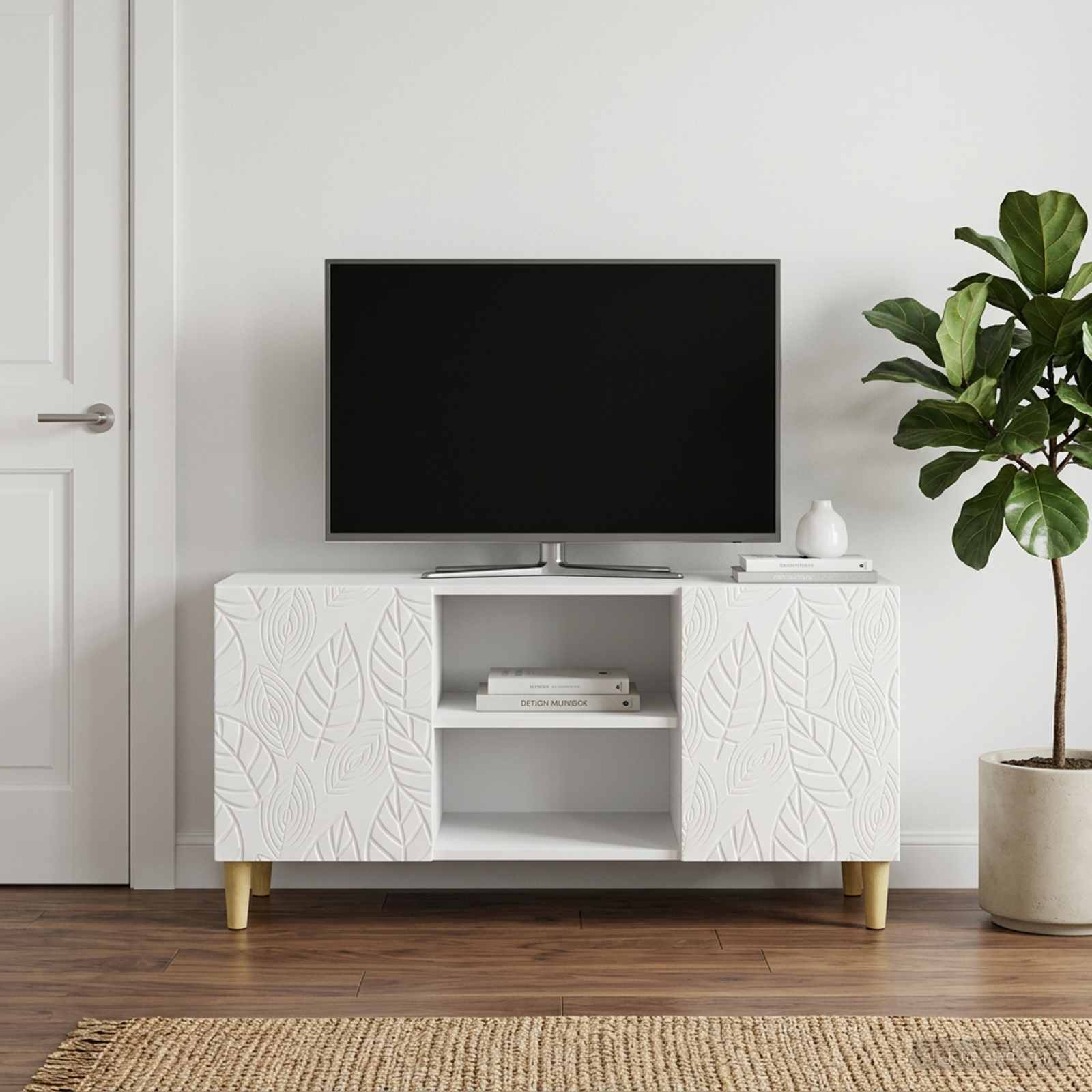 Gabinete para TV 102 x 34,5 x 50 cm branco brilhante