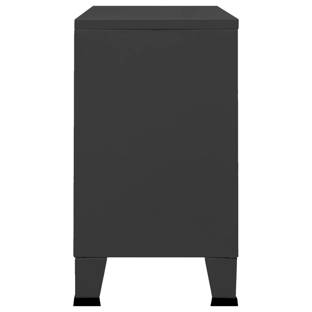 Aparador industrial 105x35x62 cm metal e vidro preto