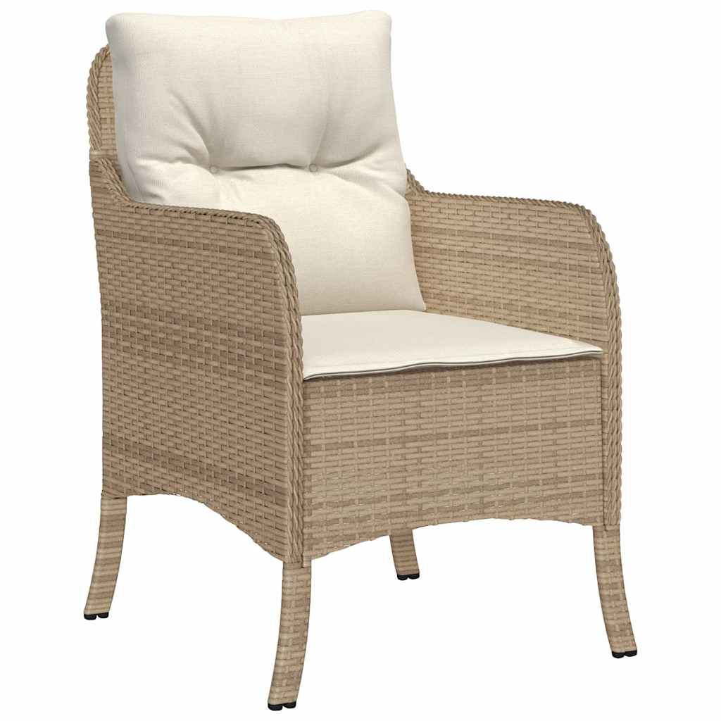 7 Pcs conjunto de jantar p/ jardim com almofadões vime PE bege