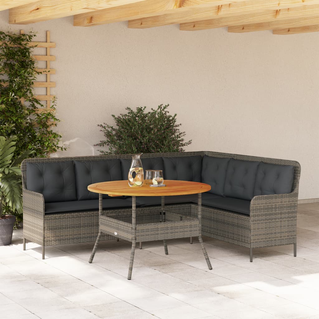 2 Pcs conjunto sofás de jardim c/ almofadões vime PE cinzento