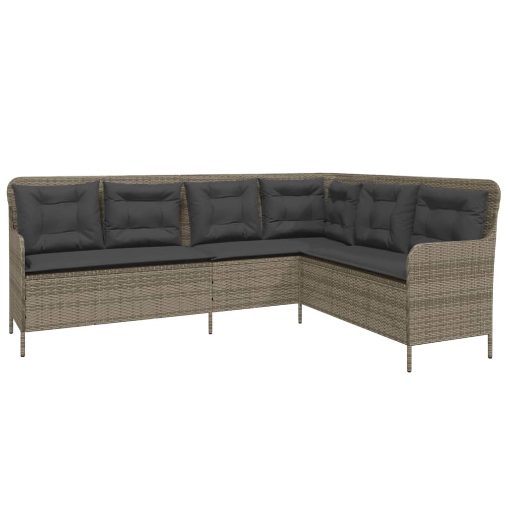 2 Pcs conjunto sofás de jardim c/ almofadões vime PE cinzento