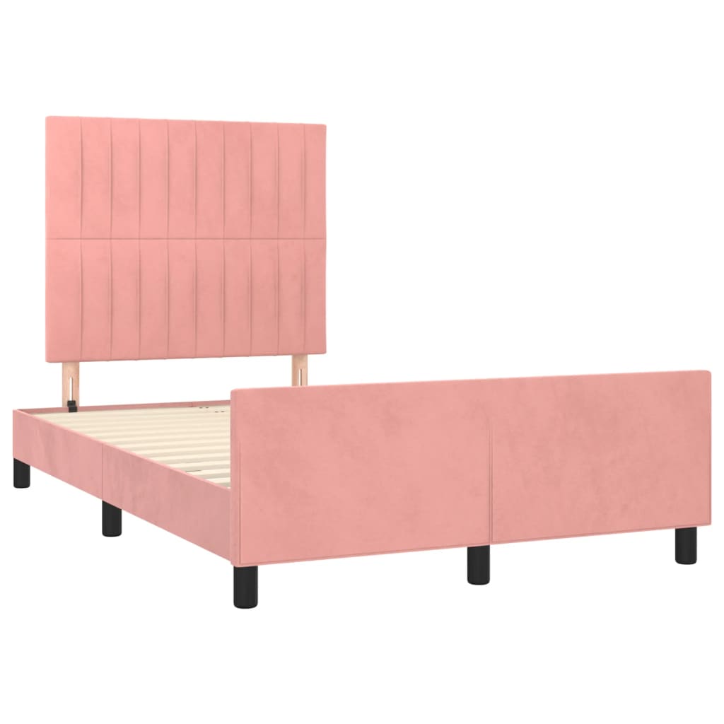 Estrutura de cama com colchão 120x190 cm veludo rosa