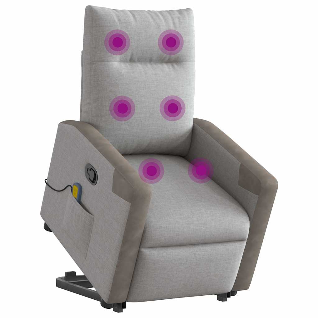 Poltrona elevatória de massagens tecido cinzento-nublado