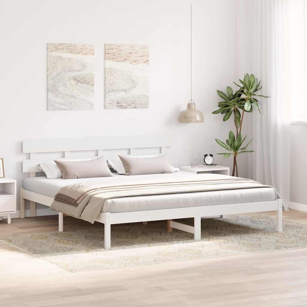 Estrutura da cama branco 180 x 200 cm madeira de pinho maciça