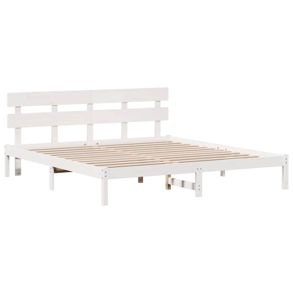 Estrutura da cama branco 180 x 200 cm madeira de pinho maciça