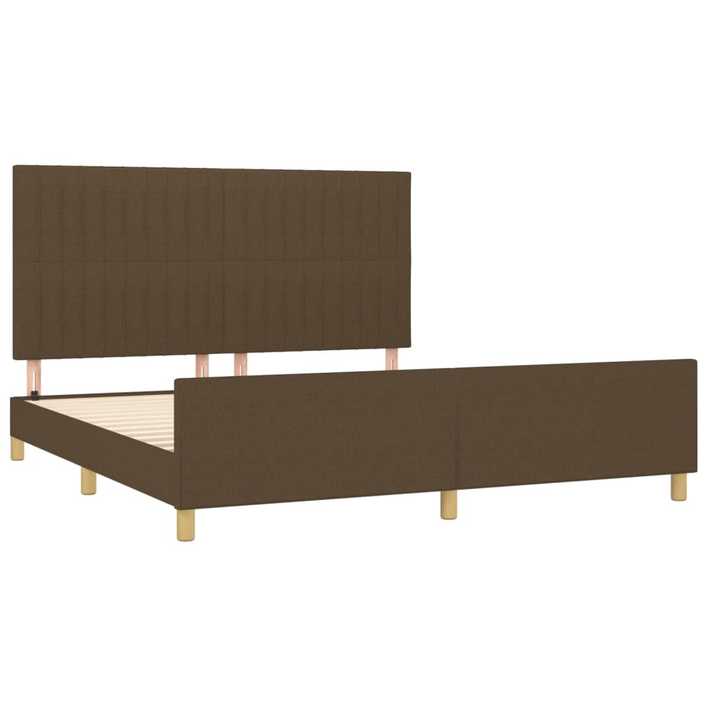 Estrutura de cama sem colchão 160x200 cm tecido castanho-escuro