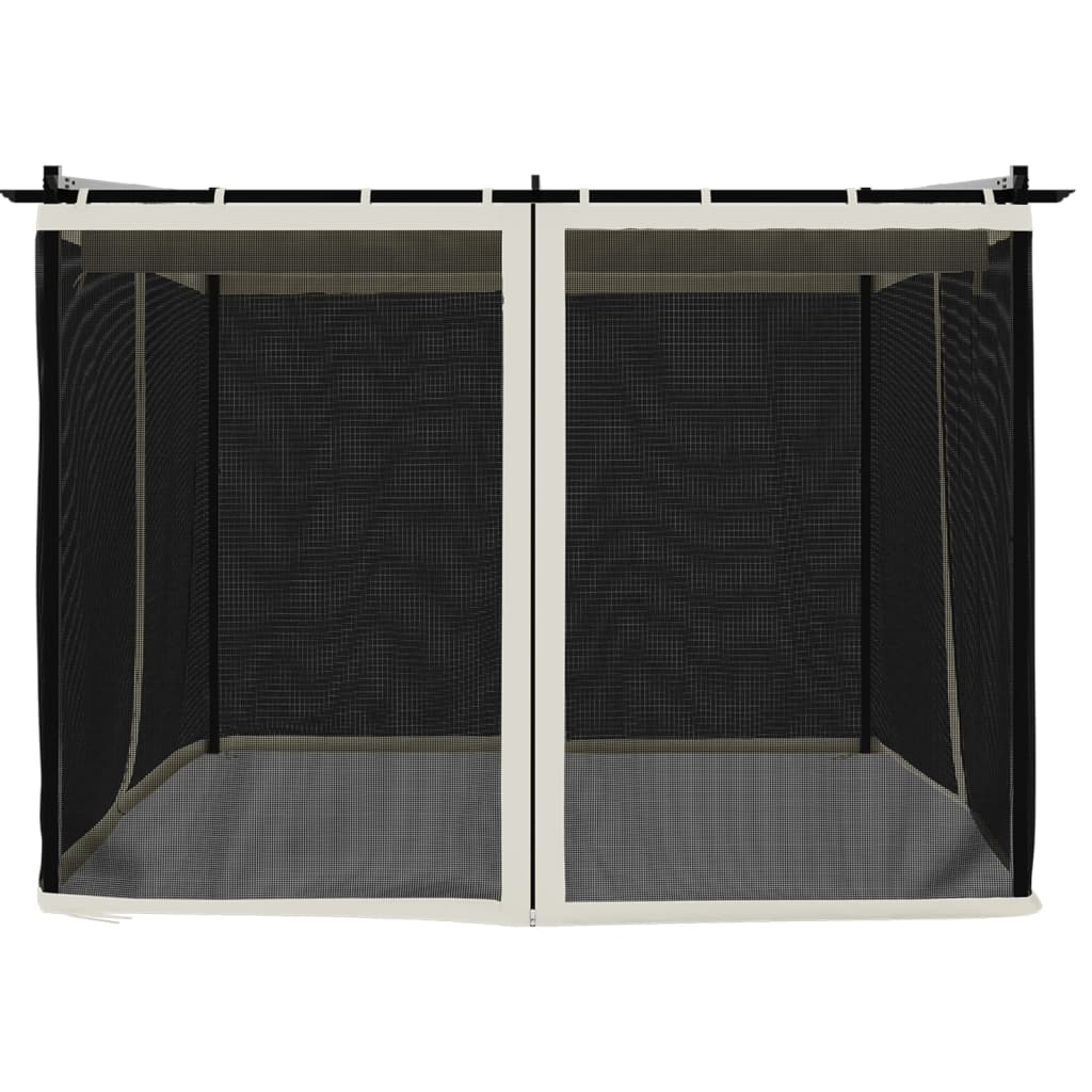 Gazebo com paredes de malha 3x3 m aço creme