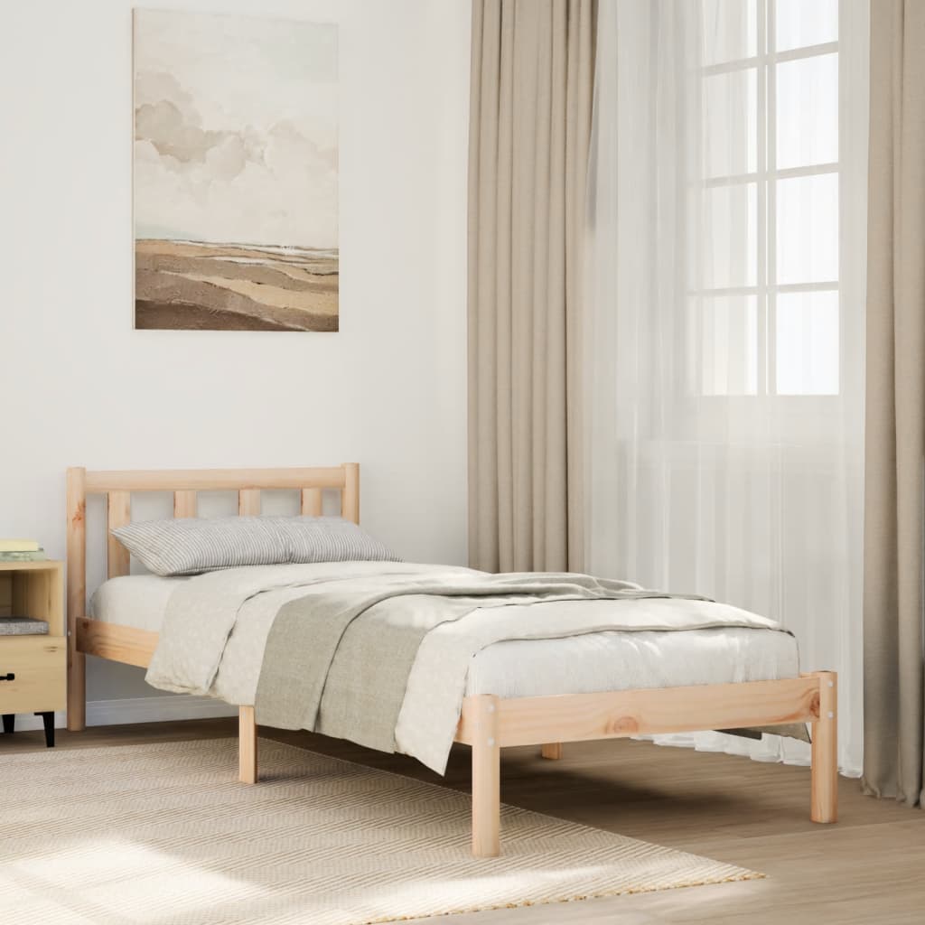 Cama extra longa sem colchão 100x220 cm madeira de pinho maciça