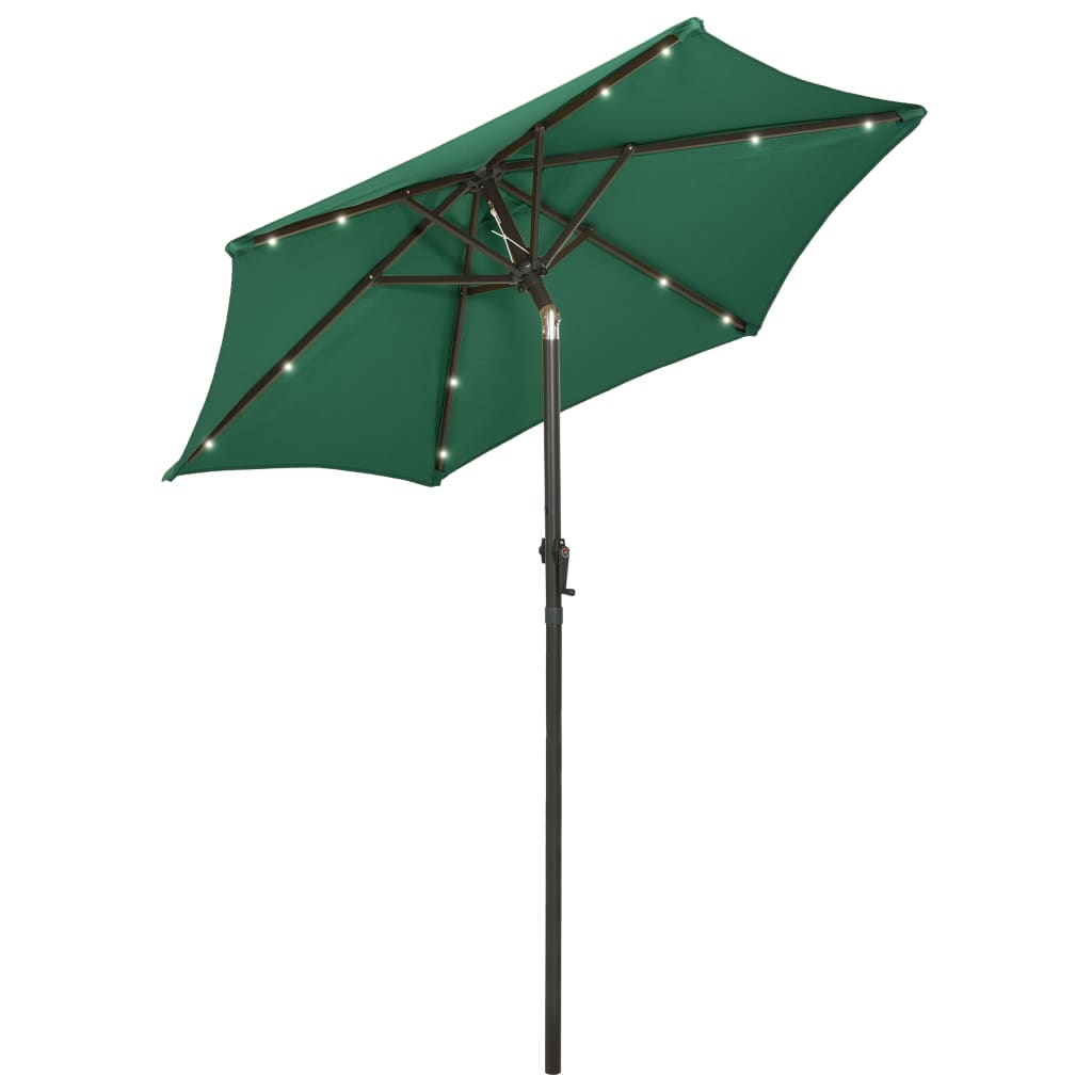 Guarda-sol de jardim com luzes LED 200x211 cm alumínio verde